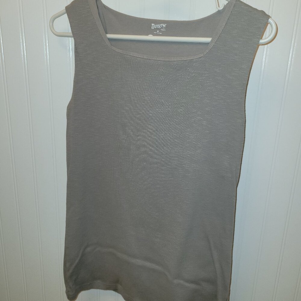 Duluth Trading Ribbed Boatneck No-Yank Tank - Lighter Grey